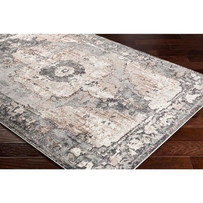 Bowen Charcoal and Beige Synthetic Fur Rectangle Area Rug 4'3" x 5'7"