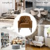 Set of 2 Justo 28.5" Wide Tufted Genuine Leather Wood Legs Accent Barrel Chair for Living Room with solid wood legs | ARTFUL LIVING DESIGN - 3 of 4