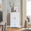 Wooakway 27"W*48"H Solid Wood Farmhouse Accent Cabinet 2 Door Modern Decorative Storage Cabinet in White Wood Credenza for Dining Living Room - 4 of 4
