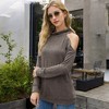 Anna-Kaci Women's Cold Shoulder Long Sleeve Top with Cowl Neck Detail - 4 of 4