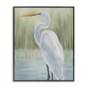 Stupell Industries Egret on Marsh Landscape Framed Giclee Art, Black, 24" x 30" - 1 of 4