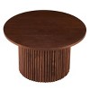 Coolbibila 27” Round Coffee Table,Modern Round Coffee Table With Walnut Wood Veneer Tabletop And Metal Base,Farmhouse Wooden Coffee Table - 2 of 4