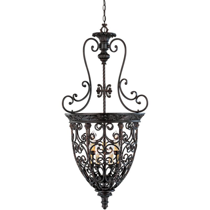 Franklin Iron Works French Scroll Rubbed Bronze Chandelier 22 1/2" Wide Rustic 9-Light Fixture for Dining Room House Kitchen Island Entryway Bedroom, 5 of 8