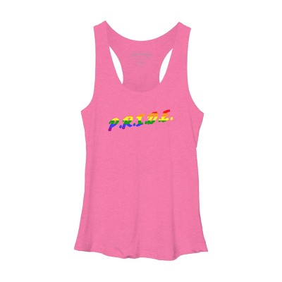 Adult Design By Humans Rainbow Colored Pride Letters By EsskayDesigns Racerback Tank Top