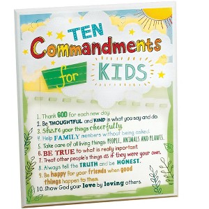 Collections Etc Ten Commandments for Kids Wooden Plaque White - 1 of 2