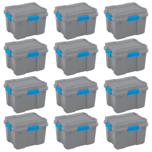 Sterilite Set of (4) 12 Qt. Storage Boxes Plastic, Titanium