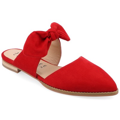 Journee Collection Womens Telulah Slip On Pointed Toe Mules Flats Red 5 ...