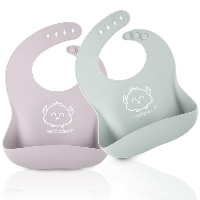 Image of KeaBabies 2pk Silicone Bibs Baby Girls, Baby Boys, Toddler Silicone Bib Set, Feeding Bib (Soft Dusk)