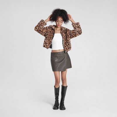 Women's Faux Leather Mini Wrap Skirt - Wild Fable™