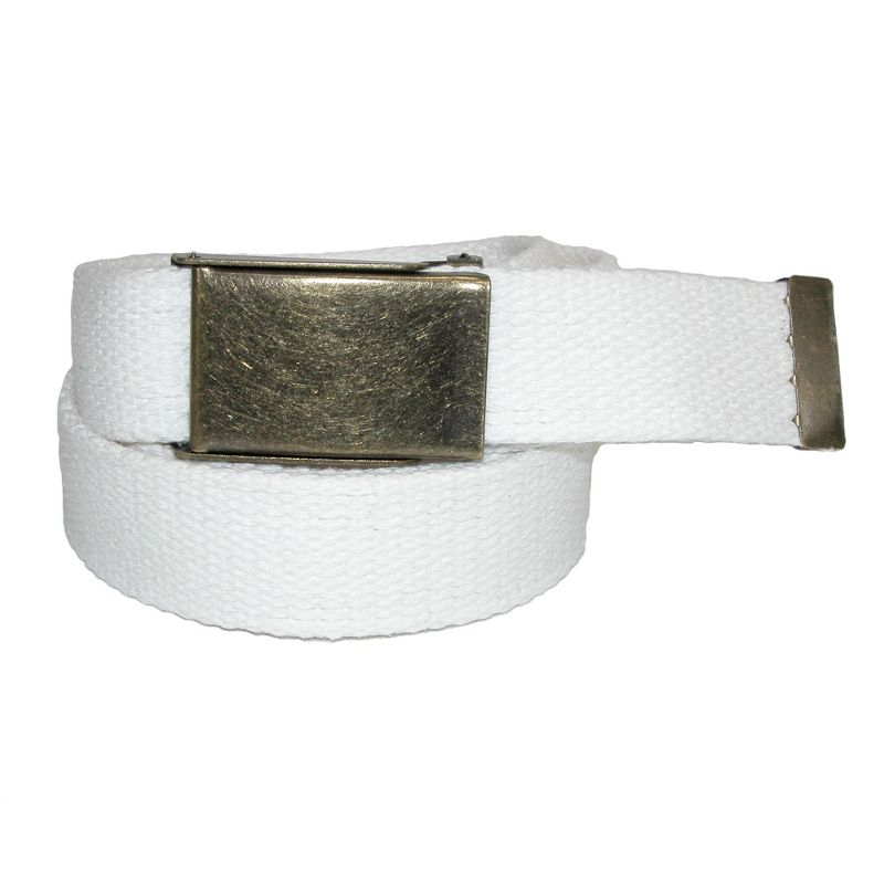 CTM Men's Fabric Belt with Brass Flip Top Buckle, 1 of 2