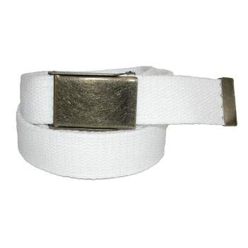 CTM Men's Fabric Belt with Brass Flip Top Buckle