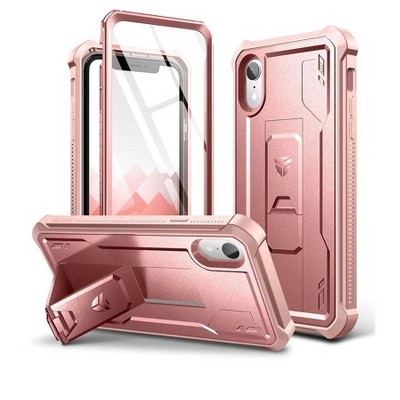Dexnor for iPhone XR Case, [Built in Screen Protector and Kickstand] Heavy Duty Military Grade Protection Shockproof Protective Cover