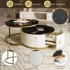 ALEXOUN Modern Round Nesting Coffee Table Set with Drawer - Fluted Elegant Design,Gold Frame for Living Room & Bedroom,Small Space - 4 of 4