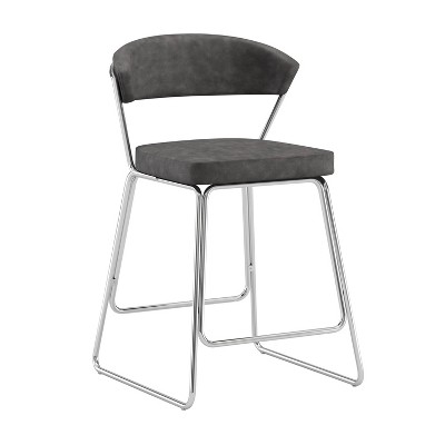 26" Hanley Metal Counter Height Barstool Chrome with Black Faux Leather - Hillsdale Furniture