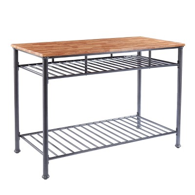 Letom Kitchen Island with Storage Oak/Gray - Aiden Lane