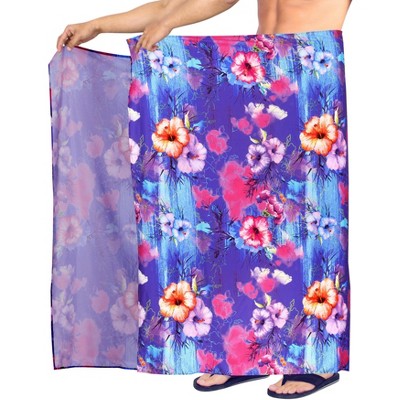 HAPPY BAY Men's Summer Long Vacation Sarong Beachwear Holidays Wrap Lava Lava Beach Cover Up Sarongs For Men One Size Blue, Floral