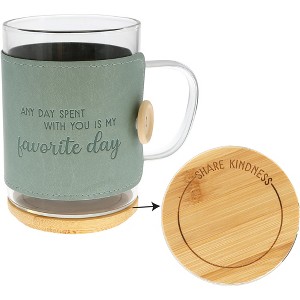 Pavilion Gift Company - Favorite Day - 16 oz Wrapped Glass Mug with Coaster Lid - Drinkware - 1 of 4