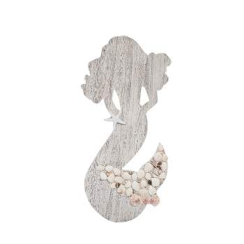 Beachcombers Mermaid Wall Art With Shell Clusters 15.94 x 0.79 x 7.68 Inches.