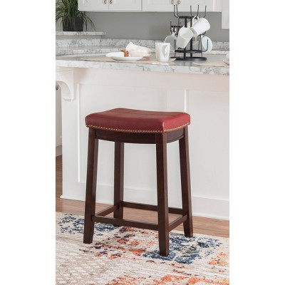 Claridge Dark Espresso Saddle Style Red Counter Stool