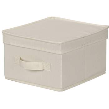 Household Essentials Canvas Cube Storage Box Natural Medium