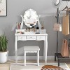 Tangkula Vanity Table Makeup Dresser Desk w/LED Light Drawers & Stool Black/Brown/White - 3 of 4