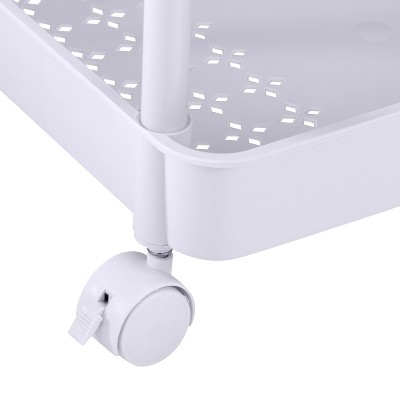 White 3-Tier Rolling Polypropylene Storage Cart