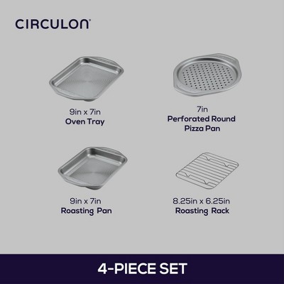 Circulon Total Gray Nonstick Toaster Oven and Pizza Pan Set, 4 Piece