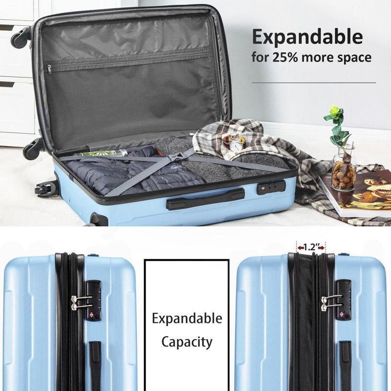 2 PCS Expanable Luggage Set, Hardside Spinner Suitcase with TSA Lock-ModernLuxe, 3 of 9