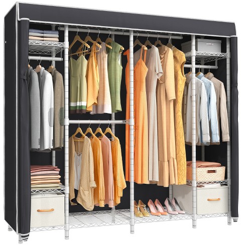 Freestanding Closet Organizer, Large Garment Clothes RackWhite