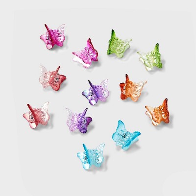 Girls' 12pk Mini Iridescent Butterfly Claw Clips - art class™: Hair Styling Accessories for Kids, Solid Pattern