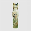 Clotth Women's Tie-Dye Printed Bodycon Dress, Summer Long Dress, Maxi Women Outfit Fashionable Slim-fitting Sexy Sleeveless Dress - 2 of 4