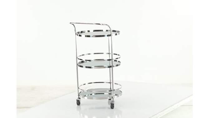 Contemporary Stainless Steel and Smoke Glass Bar Cart Silver - Olivia &#38; May, 2 of 9, play video