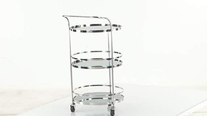 Contemporary Stainless Steel and Smoke Glass Bar Cart Silver - Olivia &#38; May, 2 of 9, play video