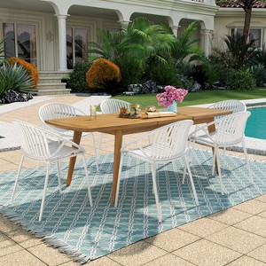 Christopher Knight Home Paco 7 Pieces Outdoor Modern Expandable Dining Set with Stackable Chair - 1 of 4