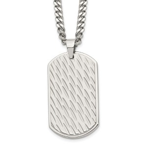 Black Bow Jewelry Men's Stainless Steel Large Textured Dog Tag Necklace, 24 Inch - 1 of 4