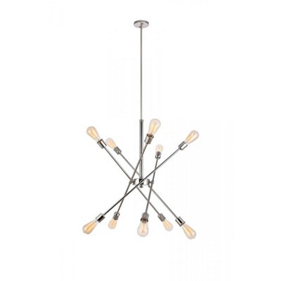 Elegant Lighting Axel 10 Lights Polished Nickel Pendant