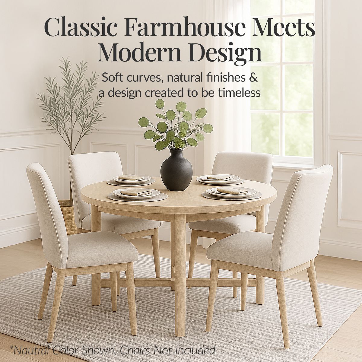 Best Choice Products 47In Round Solid Wood Dining Table, Modern Farmhouse Table For 4, Space Saving, Easy Assembly - Natural - thumbnail 4