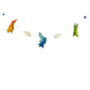 Slickblue Charming 35" Wool Felt Pom Pom Garland for Kids' Room – 100% Wool, Multicolor/Blue Options - 1 of 2