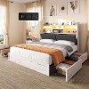 AMERLIFE LED Bed with 4 Storage Drawers, Bookcase Headboard and Charging Station - 2 of 4