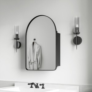 Dovelina Iron Frame Arched Wall Mirror Cabinet Multifunctional Wall-Mounted Mirrored Cabinet with Magnetic Doors - 1 of 4