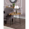 Lunar Triangle End Table Driftwood Top/Black Frame - Breighton Home: Modern Accent Side Table, 24" High - 2 of 3