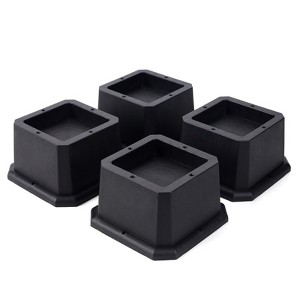Aoibox Heavy Duty Adjustable Furniture Risers 2 Inch Bed Table Desk Chair Leg Extenders Non-Slip 4 Pack Black - 1 of 4