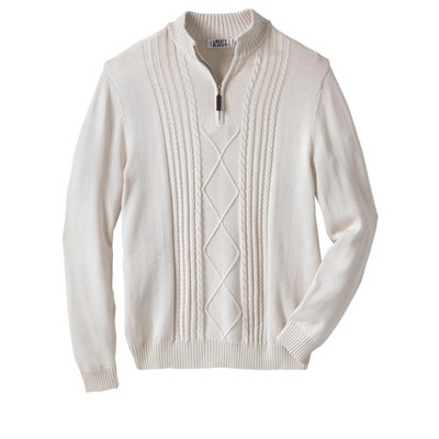 Liberty Blues by KingSize Men's Big & Tall Shoreman's Quarter Zip Cable Knit Sweater