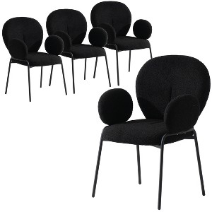 Leisuremod Celestial Series Boucle Dining Arm Chair with Black Frame, Set of 4 - 1 of 4