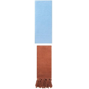 REGALWOVEN 2 Packs Striped and Tassels Hand Towels for Bathroom 14" x 30" - 1 of 4