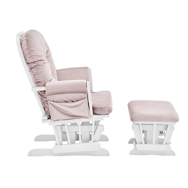 Suite Bebe Mason Glider and Ottoman - White Wood and Pink Fabric, 5 of 6