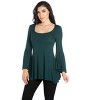 24seven Comfort Apparel Womens Long Bell Sleeve Flared Tunic Top - 2 of 4