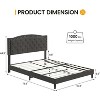 Sleep Platform Bed Frame: Curved Wingback Headboard w/ Adjustable Button Tufting - Heavy Duty 1000 lb Capacity, No Box Spring Needed, Gray - 2 of 4