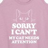 Women's Instant Message Sorry My Cat Needs Attention Graphic Racerback Tank - Heather Orchid - X-Large - 2 of 4