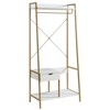 Metal Clothes Rack Open Wardrobe Free Standing with One Drawer Hanging Clothes Rod ¨C White & Gold Metal - 4 of 4